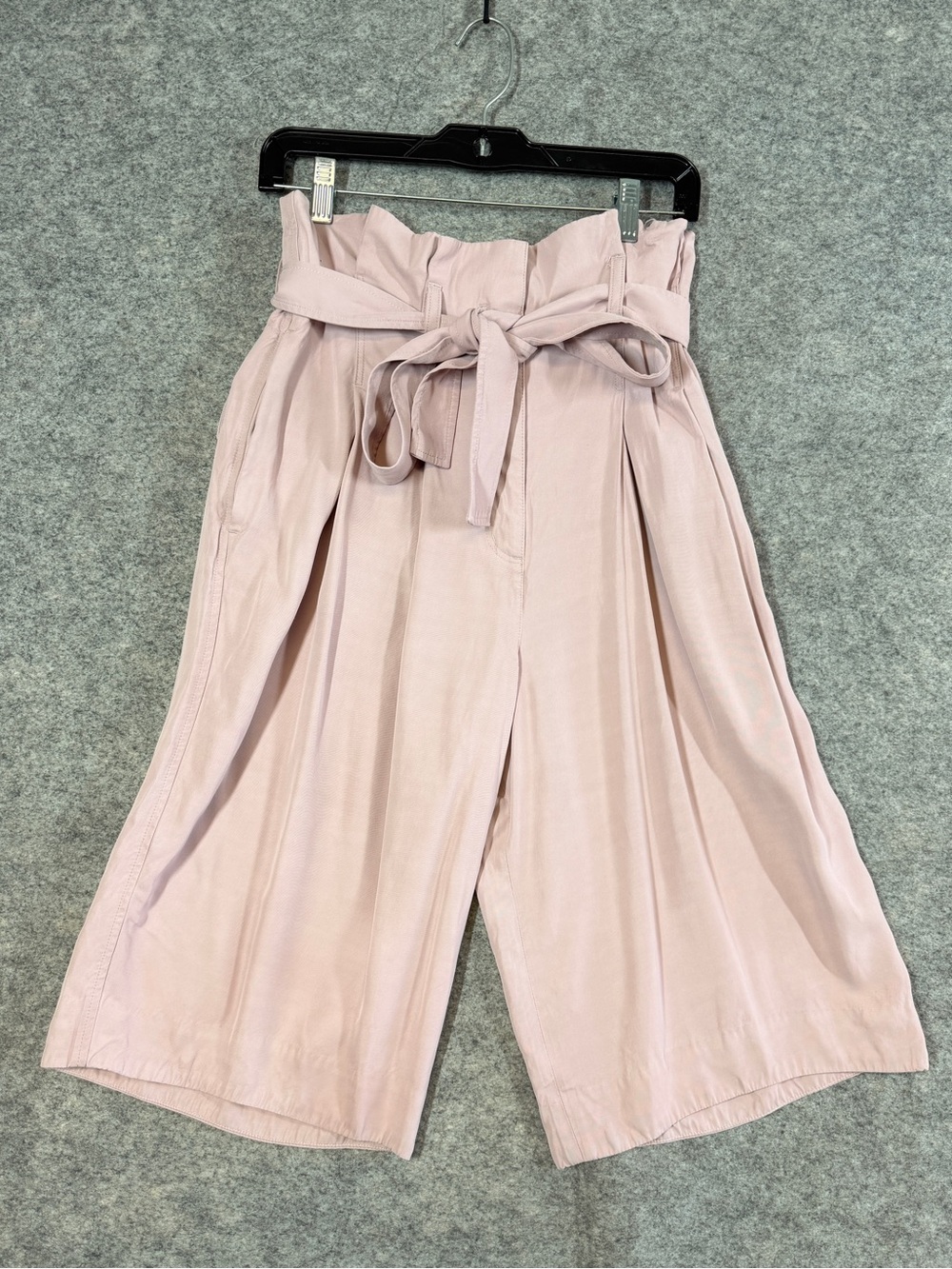COS Pink Paperbag Wide Leg Cropped Pants Size 6 Belted Minimalist Quiet Luxury